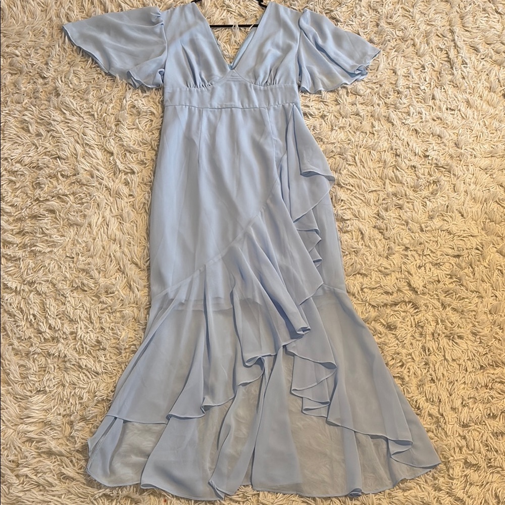 Elegant Blue Ruffle Dress